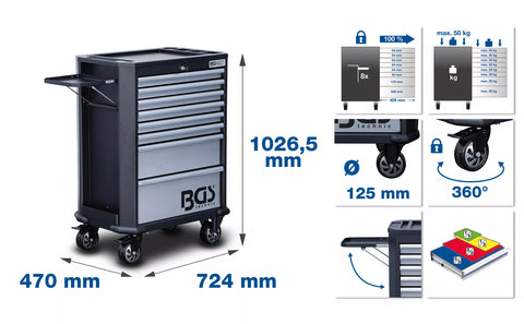 Darbnīcas ratiņi / 8 atvilktnes / ar 299 instrumentiem BGS TECHNIC MOTOVEIKALS 21