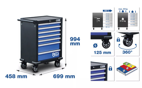 Darbnīcas ratiņi BGS Technic / 7 atvilktnes / ar 263 instrumentiem BGS TECHNIC MOTOVEIKALS 21