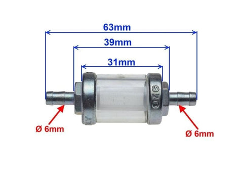 Degvielas filtrs metāla korpusā 6mm REPLICA MOTOVEIKALS 21
