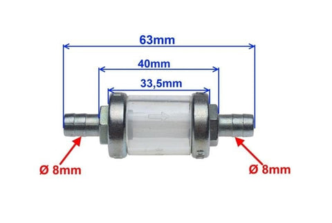 Degvielas filtrs metāla korpusā 8mm REPLICA MOTOVEIKALS 21