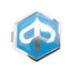 emblem / badge Piaggio flat hexagonal 32x37mm to plug, blue / silver CIF MOTOVEIKALS 21