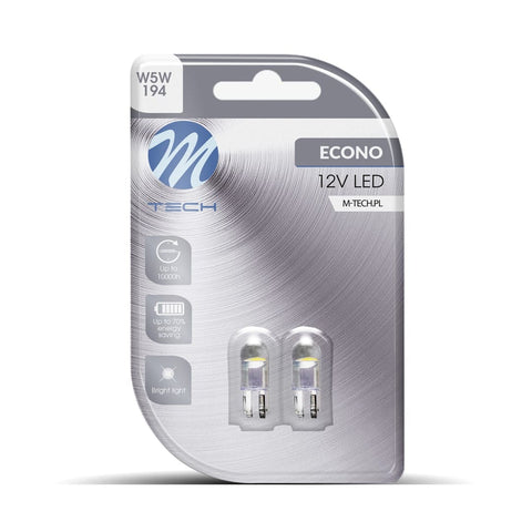 Gabarītspuldžu komplekts x2 LED Blister L006AW W5W Concave White M-TECH MOTOVEIKALS 21