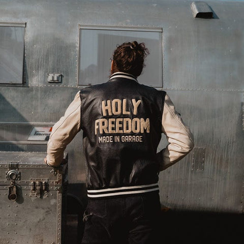Holy Freedom Varsity black jacket HOLY FREEDOM MOTOVEIKALS 21