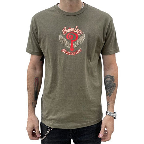Indian Larry Logo t-shirt army green INDIAN LARRY MOTORCYCLES MOTOVEIKALS 21