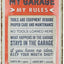 Izkārtne My Garage, My Rules 15x20cm NOSTALGIC ART MOTOVEIKALS 21