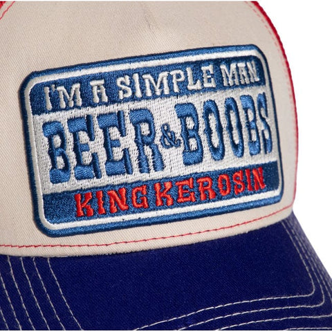 King Kerosin I''m a simple man cap offwhite&blue KING KEROSIN MOTOVEIKALS 21