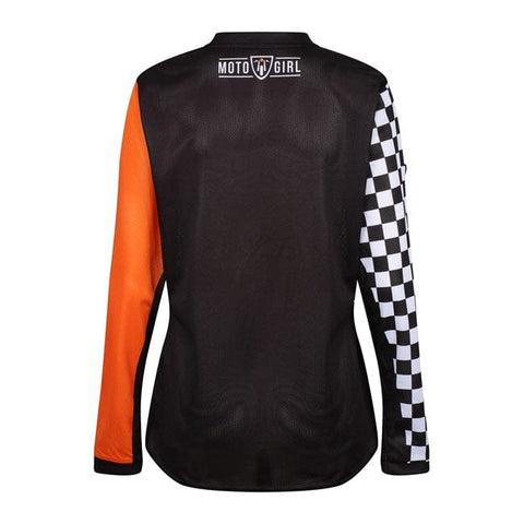 Krekls MX sieviešu MOTOGIRL melns / oranžs L MOTOGIRL MOTOVEIKALS 21