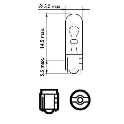 Kvēlspuldze PHILIPS W2x4.6d WB T5 12V 1W 1 gab. PHILIPS MOTOVEIKALS 21