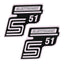 Lettering S51 electronics foil / sticker white 2 pieces for Simson S51 OEM STANDARD MOTOVEIKALS 21