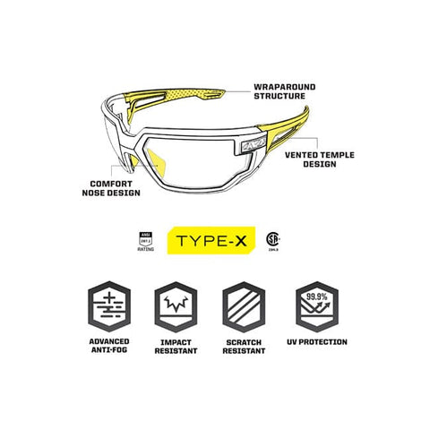 Mechanix Type-X safety glasses clear lens MECHANIX MOTOVEIKALS 21