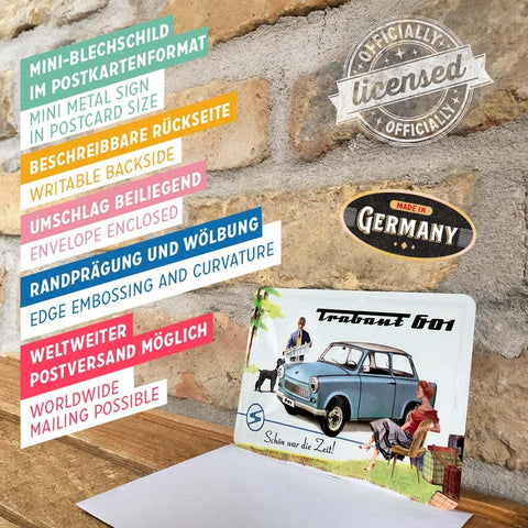 Metāla pastkarte TRABANT 601 14x10cm NOSTALGIC ART MOTOVEIKALS 21