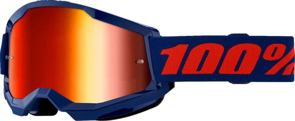 Motokrosa brilles 100% Strata 2 Dark Blue Red / Red Mirror Lens 100% MOTOVEIKALS 21