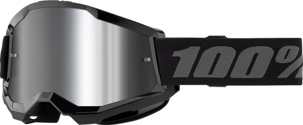Motokrosa (MX) brilles 100% Strata 2 Junior Black Mirror Silver 100% MOTOVEIKALS 21