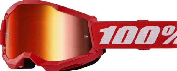 Motokrosa (MX) brilles 100% Strata 2 Red - Mirror Red Lens 100% MOTOVEIKALS 21