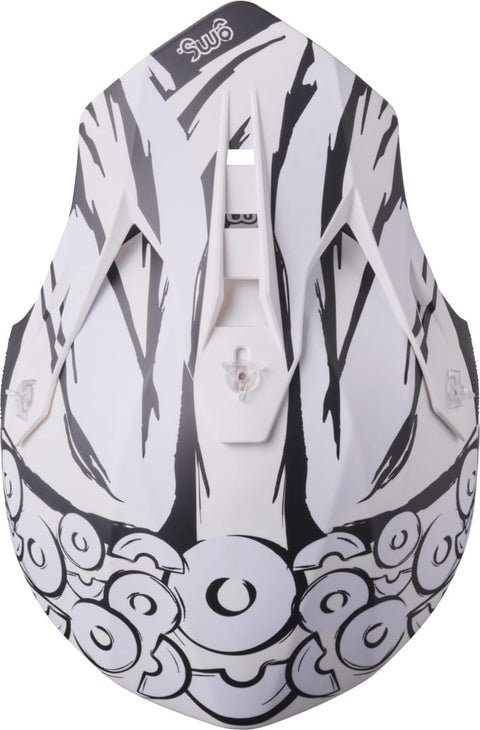 MX ķivere GMS Fortis Graffi Matte Black-White + 100% MX brilles GMS MOTOVEIKALS 21