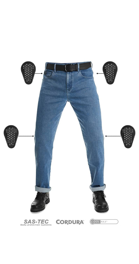 PANDO MOTO JAMES REGULAR BLUE moto džinsi vīriešiem (Regular Fit, Cordura®) AA PANDO MOTO MOTOVEIKALS 21