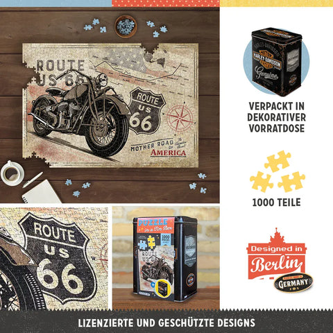 Puzle Nostalgic-Art Route 66 Bike Map H-D 3, 1000 gab. NOSTALGIC ART MOTOVEIKALS 21