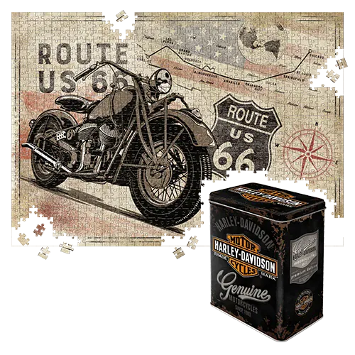 Puzle Nostalgic-Art Route 66 Bike Map H-D 3, 1000 gab. NOSTALGIC ART MOTOVEIKALS 21