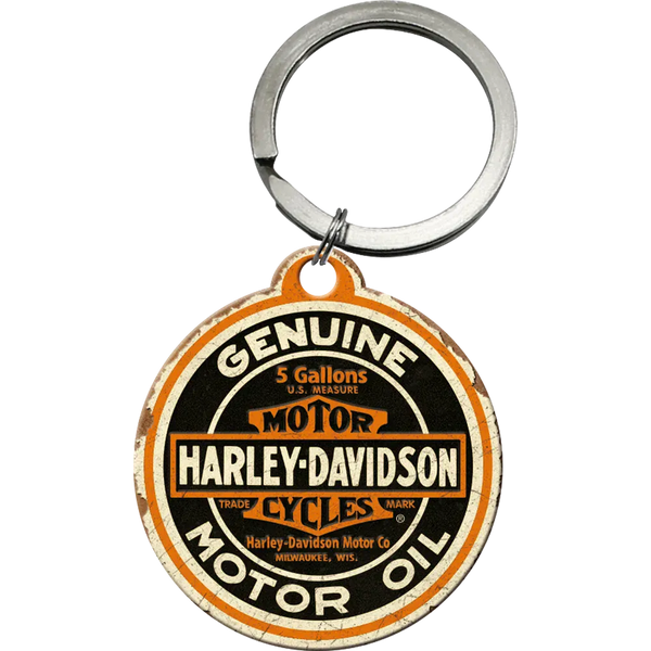 Retro atslēgu piekariņš Harley-Davidson Genuine Motor Oil Ø 4 cm NOSTALGIC ART MOTOVEIKALS 21
