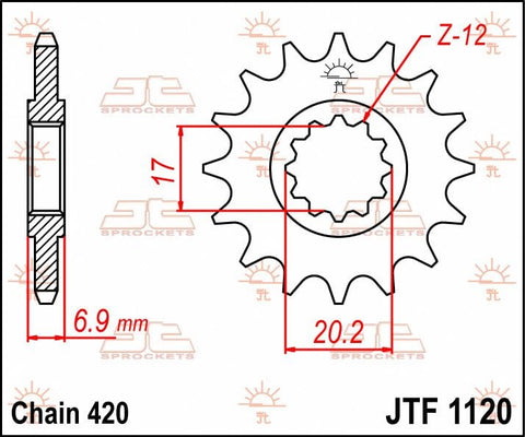 Sprocket Front 12T 420 JT SPROCKETS JT SPROCKETS MOTOVEIKALS 21