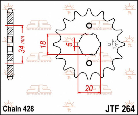 Sprocket Front 14T 428 JT SPROCKETS JT SPROCKETS MOTOVEIKALS 21