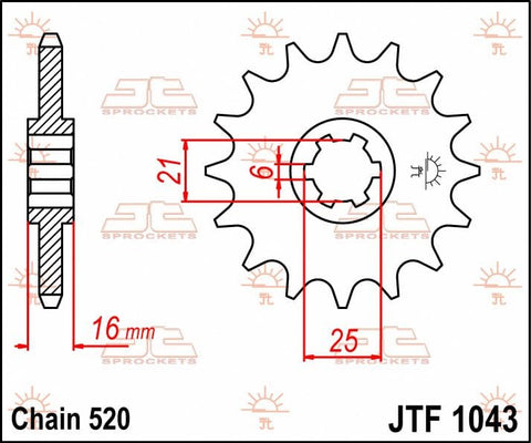 Sprocket Front 14T 520 JT SPROCKETS JT SPROCKETS MOTOVEIKALS 21