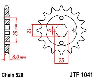Sprocket Front 14T 520 JT SPROCKETS JT SPROCKETS MOTOVEIKALS 21