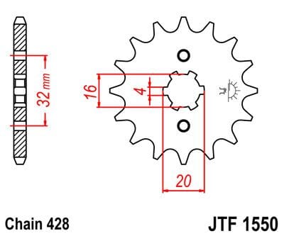 Sprocket Front 15T 428 JT SPROCKETS JT SPROCKETS MOTOVEIKALS 21