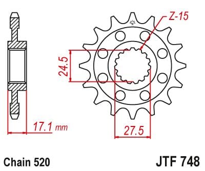 Sprocket Front 15T 520 JT SPROCKETS JT SPROCKETS MOTOVEIKALS 21