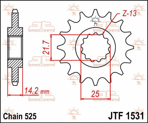 Sprocket Front 15T 525 JT SPROCKETS JT SPROCKETS MOTOVEIKALS 21