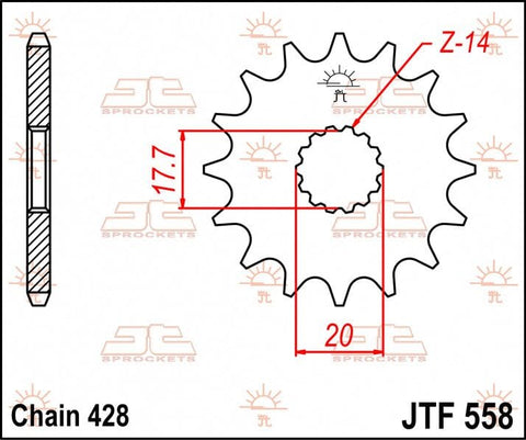 Sprocket Front 16T 428 JT SPROCKETS JT SPROCKETS MOTOVEIKALS 21