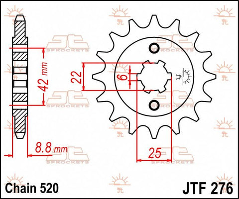 Sprocket Front 16T 520 JT SPROCKETS JT SPROCKETS MOTOVEIKALS 21