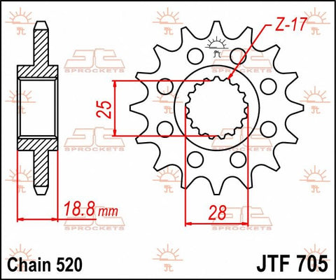 Sprocket Front 16T 520 JT SPROCKETS JT SPROCKETS MOTOVEIKALS 21