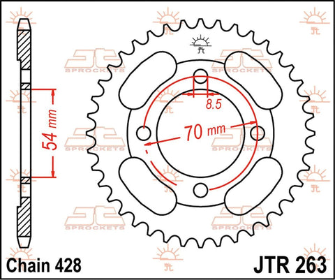 Sprocket Rear 36T 428 JT SPROCKETS JT SPROCKETS MOTOVEIKALS 21