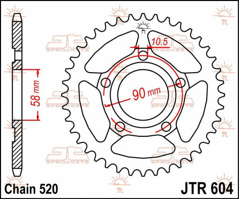 Sprocket Rear 36T 520 JT SPROCKETS JT SPROCKETS MOTOVEIKALS 21