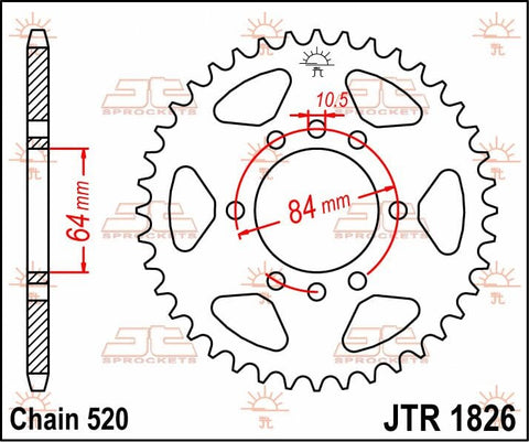 Sprocket Rear 37T 520 JT SPROCKETS JT SPROCKETS MOTOVEIKALS 21