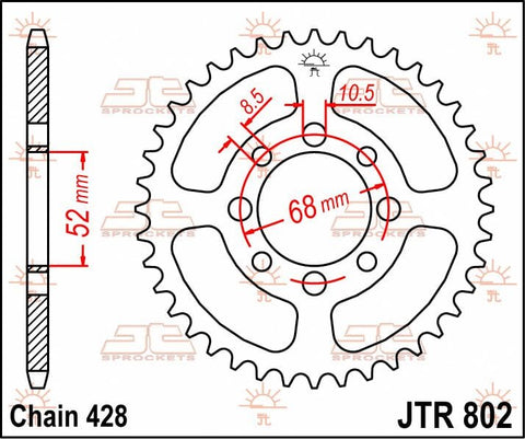 Sprocket Rear 38T 428 JT SPROCKETS JT SPROCKETS MOTOVEIKALS 21