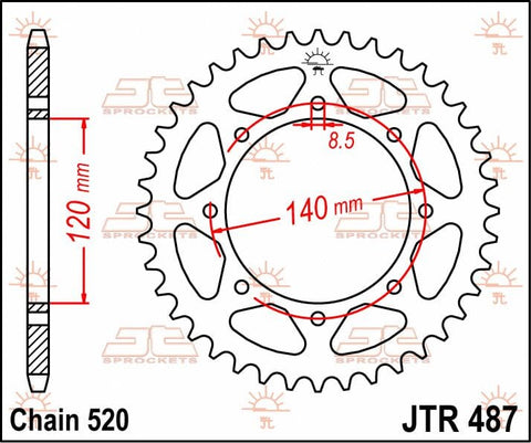 Sprocket Rear 38T 520 JT SPROCKETS JT SPROCKETS MOTOVEIKALS 21