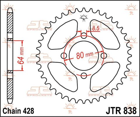 Sprocket Rear 39T 428 JT SPROCKETS JT SPROCKETS MOTOVEIKALS 21