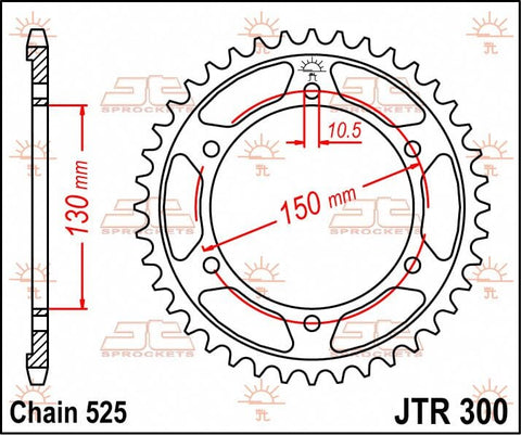 Sprocket Rear 39T 525 JT SPROCKETS JT SPROCKETS MOTOVEIKALS 21