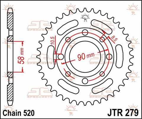 Sprocket Rear 40T 520 JT SPROCKETS JT SPROCKETS MOTOVEIKALS 21