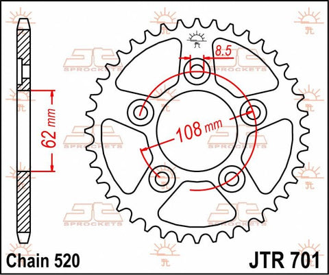 Sprocket Rear 41T 520 JT SPROCKETS JT SPROCKETS MOTOVEIKALS 21