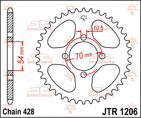 Sprocket Rear 42T 428 JT SPROCKETS JT SPROCKETS MOTOVEIKALS 21