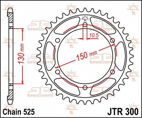 Sprocket Rear 42T 525 JT SPROCKETS JT SPROCKETS MOTOVEIKALS 21