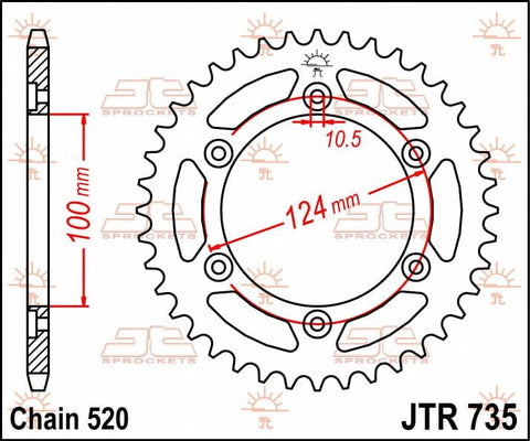 Sprocket Rear 43T 520 JT SPROCKETS JT SPROCKETS MOTOVEIKALS 21
