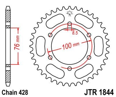 Sprocket Rear 44T 428 JT SPROCKETS JT SPROCKETS MOTOVEIKALS 21