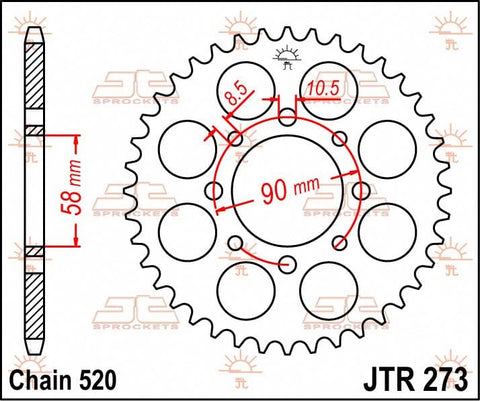 Sprocket Rear 44T 520 JT SPROCKETS JT SPROCKETS MOTOVEIKALS 21