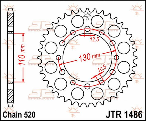 Sprocket Rear 44T 520 JT SPROCKETS JT SPROCKETS MOTOVEIKALS 21