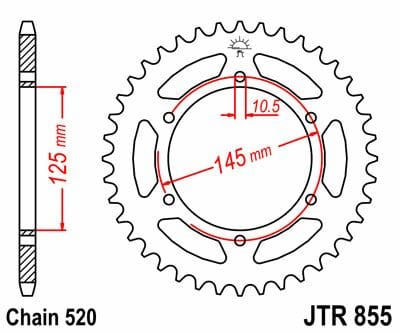 Sprocket Rear 45T 520 Blk JT SPROCKETS JT SPROCKETS MOTOVEIKALS 21