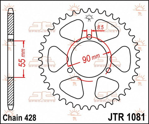 Sprocket Rear 46T 428 JT SPROCKETS JT SPROCKETS MOTOVEIKALS 21